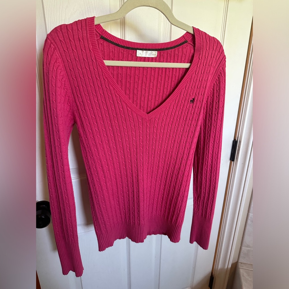 Old Navy Pink V-Neck Sweater Ribbed Knit